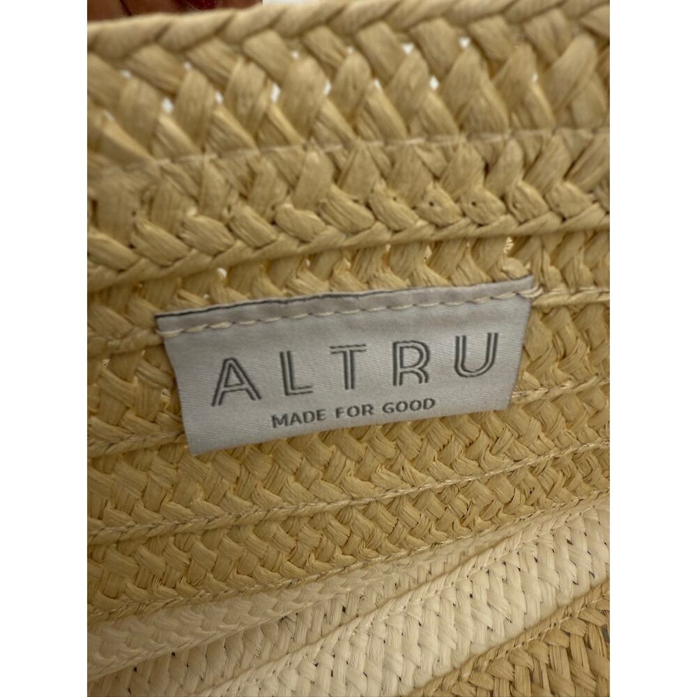 ALTRU‎ Straw Tote Bag Beige White Stripe Woven Purse Summer Beach Handbag New - Picture 6 of 7